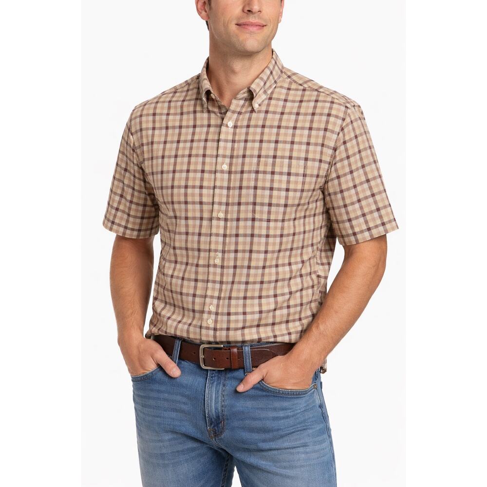 Patagonia Go to Shirt Brown Plaid Short Sleeve Button Front Organic Mens XXL
